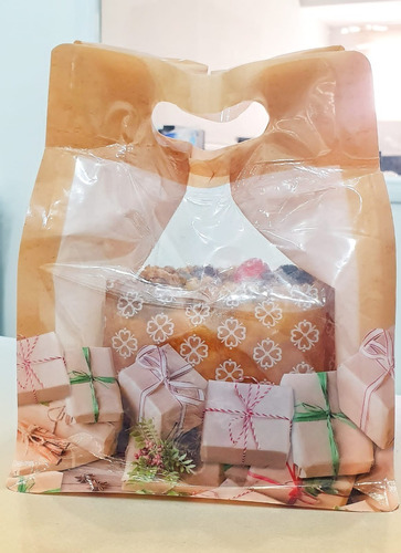 Envase Bolsa Regalos Pan Dulce Con Fondo Manija 5 Unidades