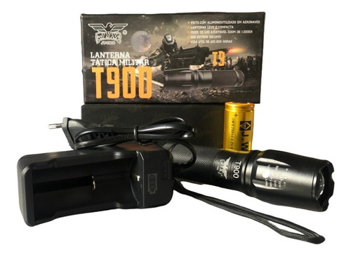 Lanterna Tática Militar Led T900 Recarregável Jyx 
