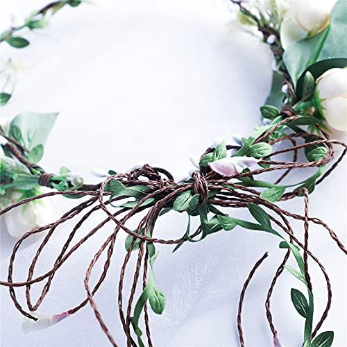 Diadema Con Corona De Flores Ajustable Hecha A Mano Vivimia