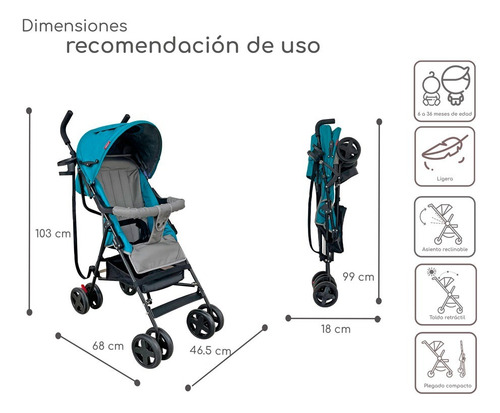 Carriola De Bastón Para Bebé D'bebé Carry Compacta Y Ligera