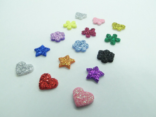 100 Mini Adesivos Pet Piercings Lacinhos Eva Com Glitter Dog