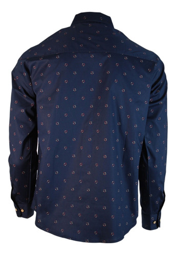 Lcba Camisa Algodón Manga Larga Con Diseño Azul Marino