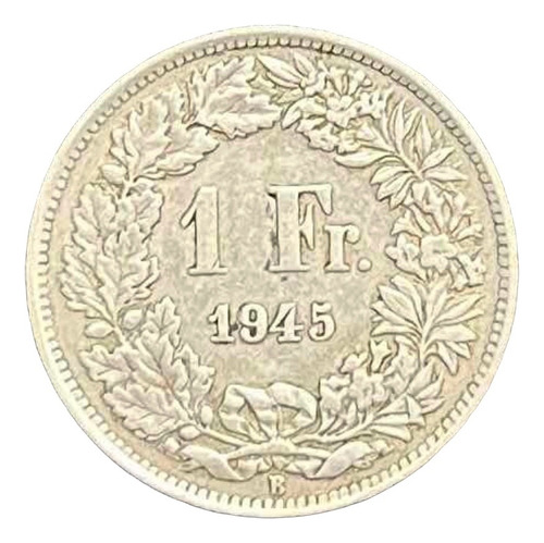 Suiza - 1 Franco - Año 1945 - Km #24 - Helvetia - Plata 835