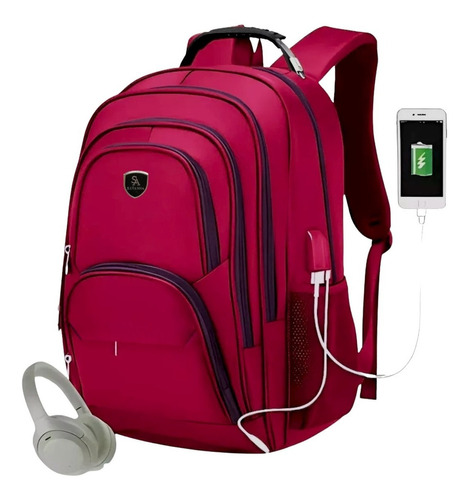 Mochila P/ Notebook Masculina Grande Resistente Executiva Cor Vermelho