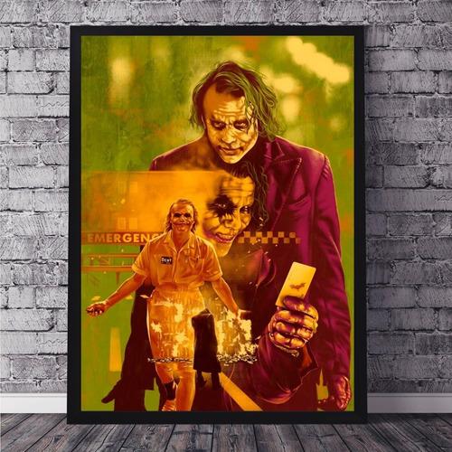 Cuadro Marco Negro 33x48cm Joker Heath Ledger Fan Arte