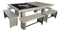 Comprar Mesa De Pool  Multifuncion Con 6 Bancos 720 Juegos De Salon