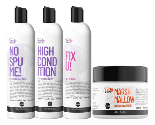 Kit Curly Care No Spume, Máscara Marshmallow E Gel Fix U