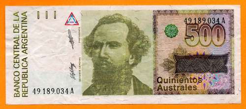 Billete 500 Australes, Bottero 2849, Año 1988 B + 