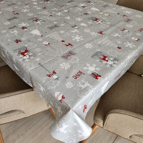 Mantel Navideño Impermeable Ecocuero Antimanchas 1,40x2 Mts