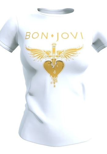 Polera Mujer Diseño Bon Jovi Poliester Tacto Algodon
