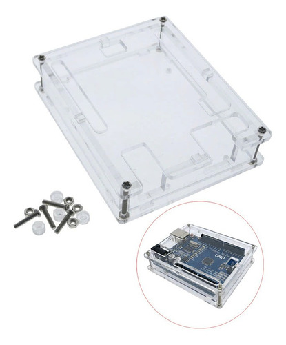 Imagen 1 de 5 de Caja Acrílico Para Arduino Uno R3 Tornillos Transparente