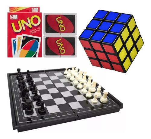  Juego Uno+ajedrez Magnetico+cubo Rubik 3x3 ¡gran Combo!!