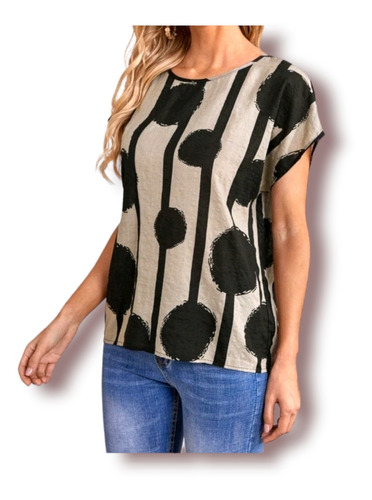 Blusa Polera Negra Mujer Shein Diseño Geometrico