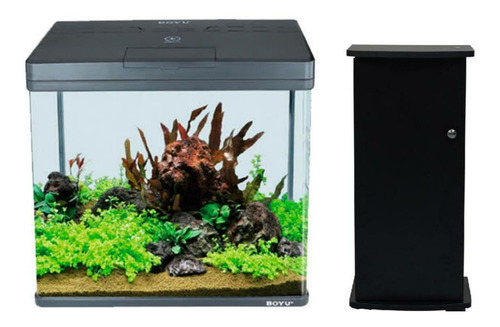 Acuario Equipado Boyu Ms520 45lt  Lampara Touch Con Gabinete