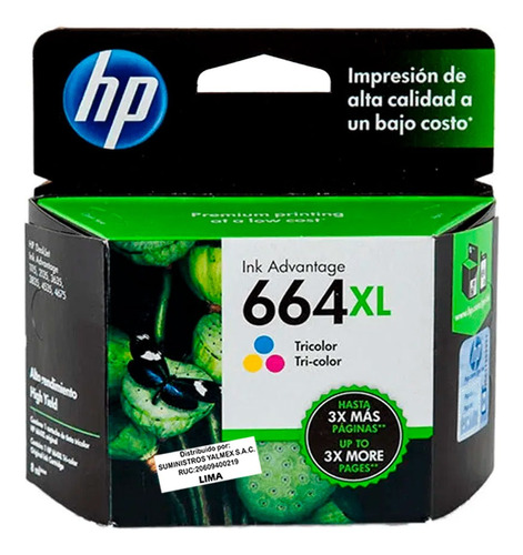 Tinta Hp  664xl  F6v29al Color  1115/2134/2635/3635