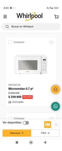 Microondas Whirlpool 0.7 P3wm1807w (Usado)