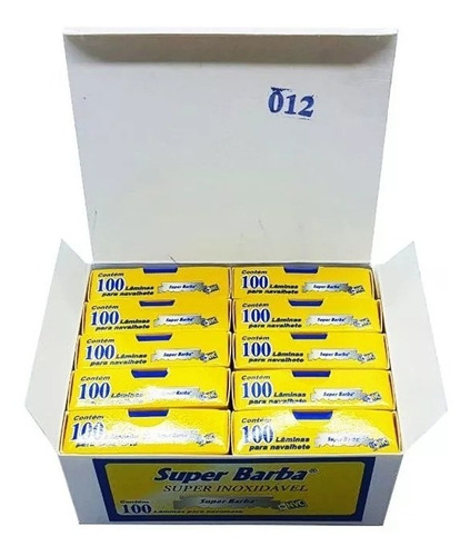 Super Barba Meia lámina inox 1000 peças 10 caixas