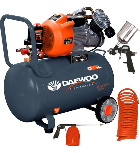 Compresor De Aire Daewoo Doble Cilindro Salida 60 Lts 3.5 Hp