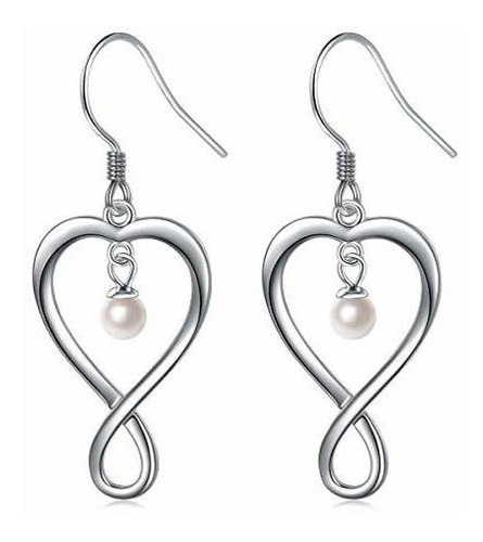 Aretes Anzuelo - S925 Sterling Silver Heart Dangle Drop Stud