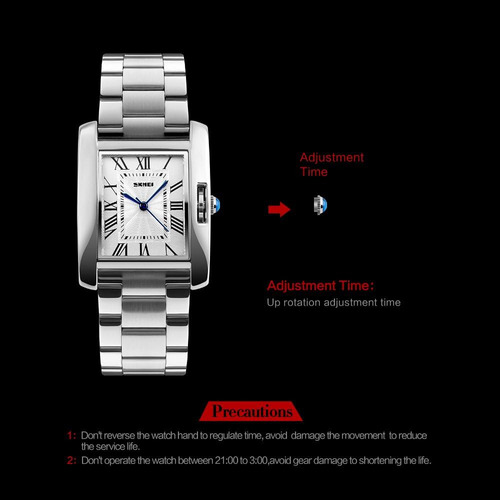 Reloj Pulsera Mastop Rectangular De Acero Inoxidable P/mujer