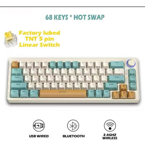 Teclado Mecânico Zifriend Za68 Pro 68 Teclas Rgb Branco/verde Inglês