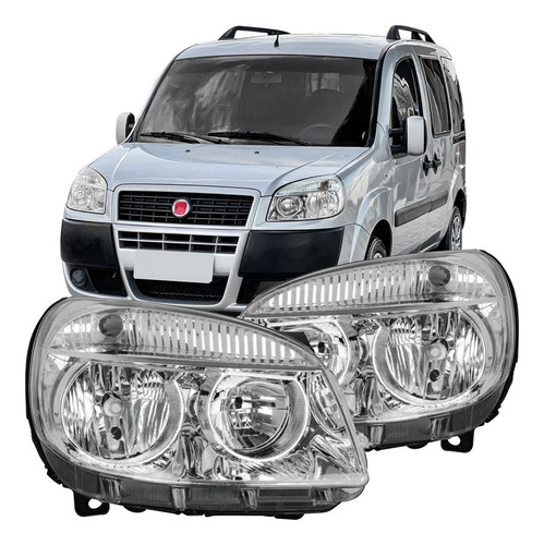 Par Farol Cromado Fiat Doblo 2010 2011 12 13 14 15 À 19 2020