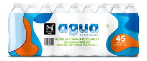 Agua Purificada Members Mark 45 Piezas De 500 Ml C/u