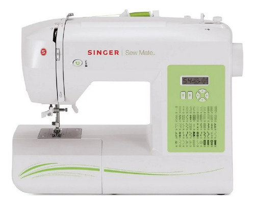 Máquina de coser Singer Sew Mate 5400 portable blanca y verde 120V