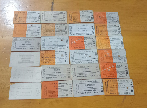 24 Antiguos Boletos Tren Ferrocarril General San Martin (Usado)