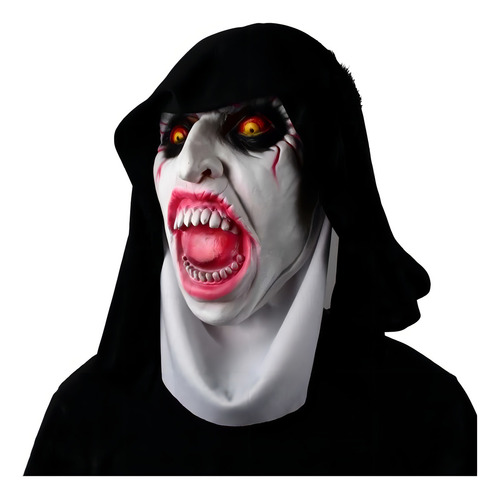 Cabeça Terror Máscara Latex Filme Freira Valak Demonio Bruxa Cor Preto-branco 04