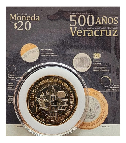 Blister 20 Pesos 500 Años De La Fundación De Veracruz