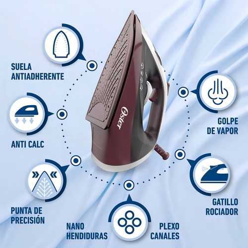 Plancha De Vapor Oster® Con Suela Antiadherente Gcstbs6002 Rojo