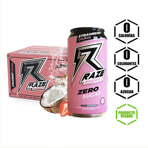Raze Energy Frutilla Colada 12 Unidades (incluye Despacho)