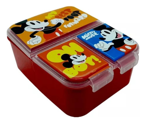 Hermetico Caja Lunchera Con Divisiones Color Mickey