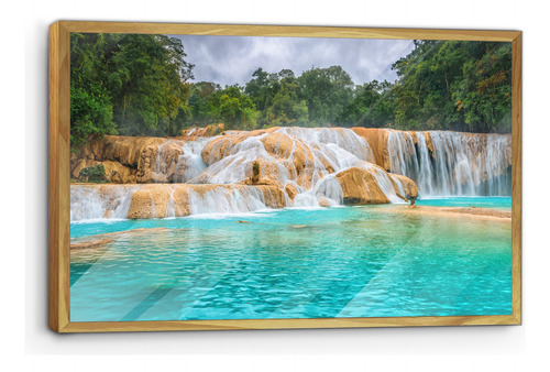 Marco De Madera Con Poster Cascada Agua Azul 45x70cm