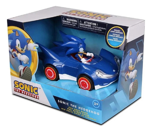 Sonic The Hedgehog Carrinho Sonic Pull Back Fun F01064 Cor Azul