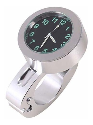 Reloj Para Manillar De Moto 7/8 A 1 Pulgada Plateado