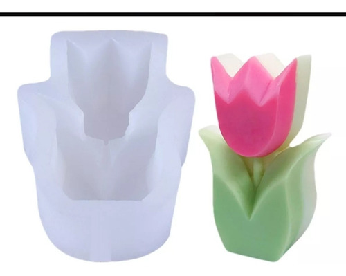 Molde Silicona Vela Flor Tulipan Vela De Soja Cemento