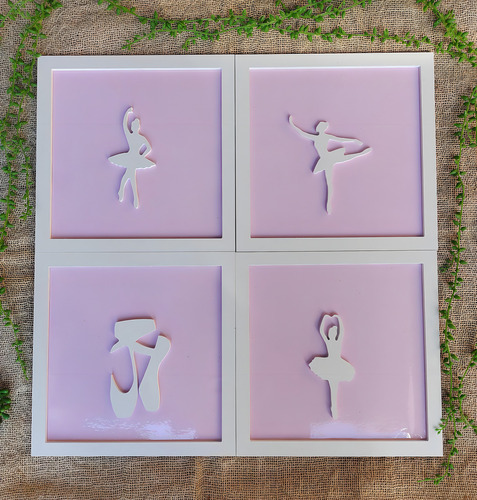 4 marcos estampados para bailarina, habitación infantil, habitación infantil, 30 cm