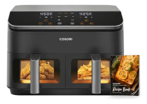 Freidora De Aire Doble 9 Litros 8 En 1 Cestas Dobles Recetas