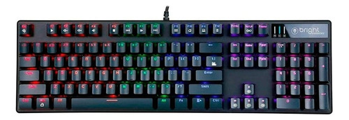 Teclado gamer Bright GTC560 QWERTY inglês US cor preto com luz 8 cores