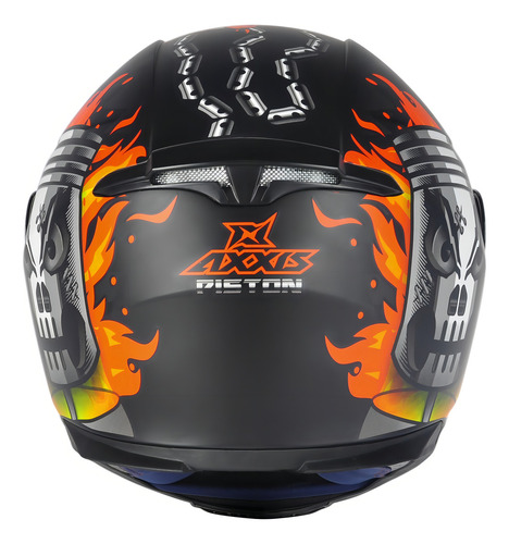Capacete Moto Axxis Piston Preto Laranja Fosco