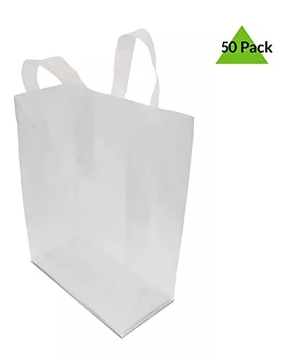 Bolsas de compras para pequeñas empresas – 8 x 4 x 10 pulgadas, paquete de  400 bolsas pequeñas de plástico transparente blanco esmerilado con asas y