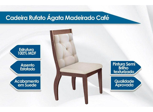 Cadeira Sala De Jantar Ágata Kit 2 Un Capuccino/veludo Crem