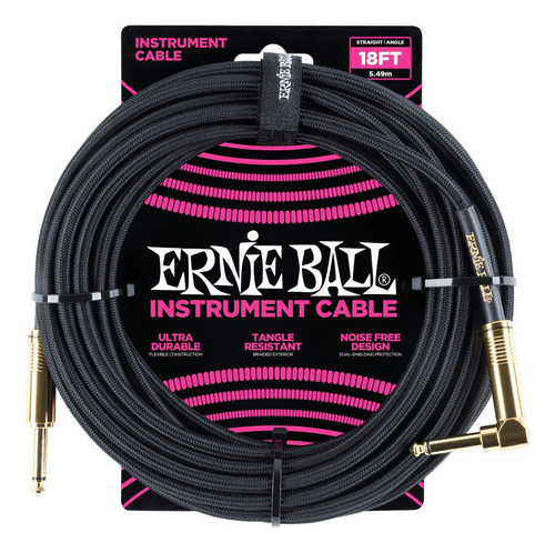 Imagen 1 de 1 de Ernie Ball Cable Para Instrumento P06086 5,49 Metros Negro
