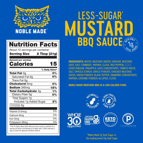 Salsa De Mostaza Bbq 354 Ml Aprobada Whole30 Paleo Keto
