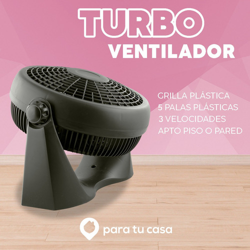 Ventilador de pared y de piso Indelplas IV20 turbo negro con 5 palas de plástico, 20" de diámetro 220 V