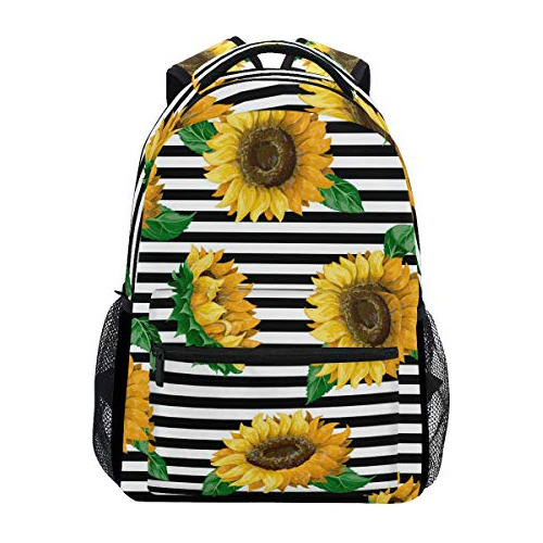 Mochila Para Portátil iPad Tablet Striped Sunflowers Fl