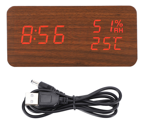 Despertador Led Digital, Mesa De Controle De Voz De Madeira