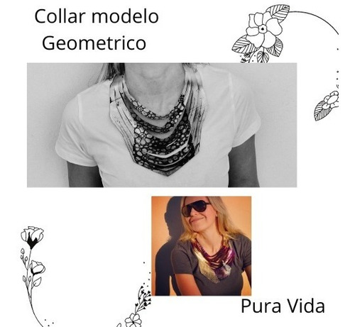 Imagen 4 de 4 de Collar Ondas Geometrico En Tonos Marron Y Dorado